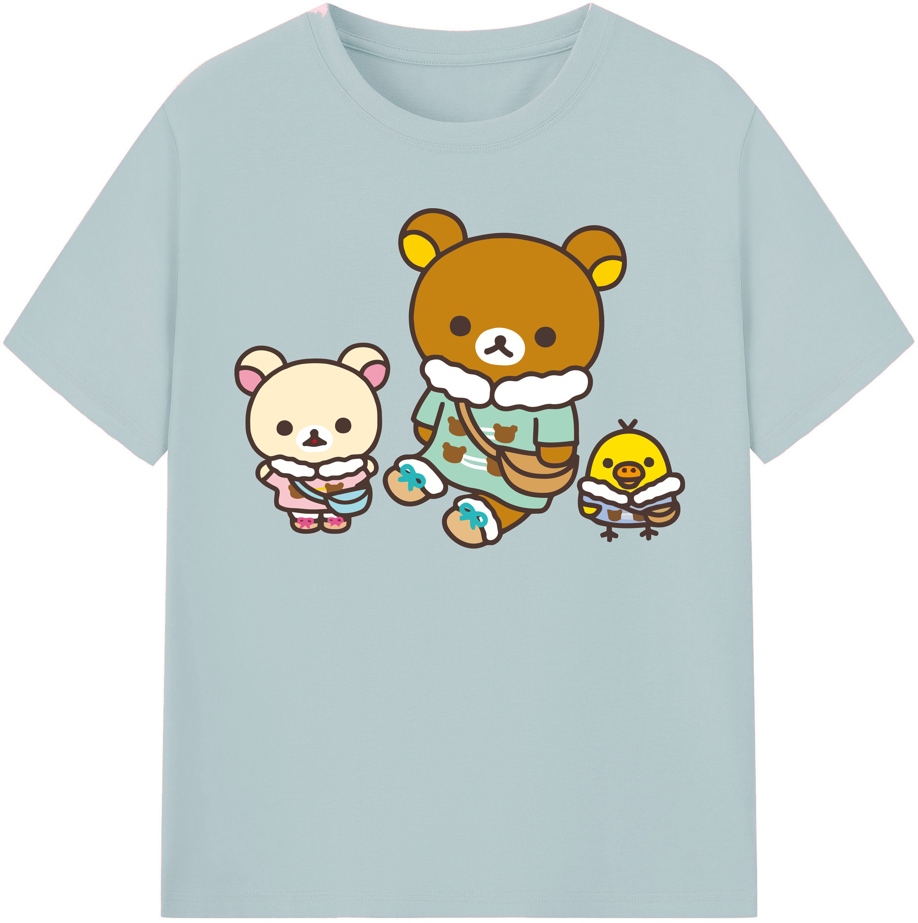 （画像用） リラックマ リラックマ キイロイトリ Rilakkuma Korilakkuma Kiiroitori 綿100％半袖Tシャツ（フロントプリント）